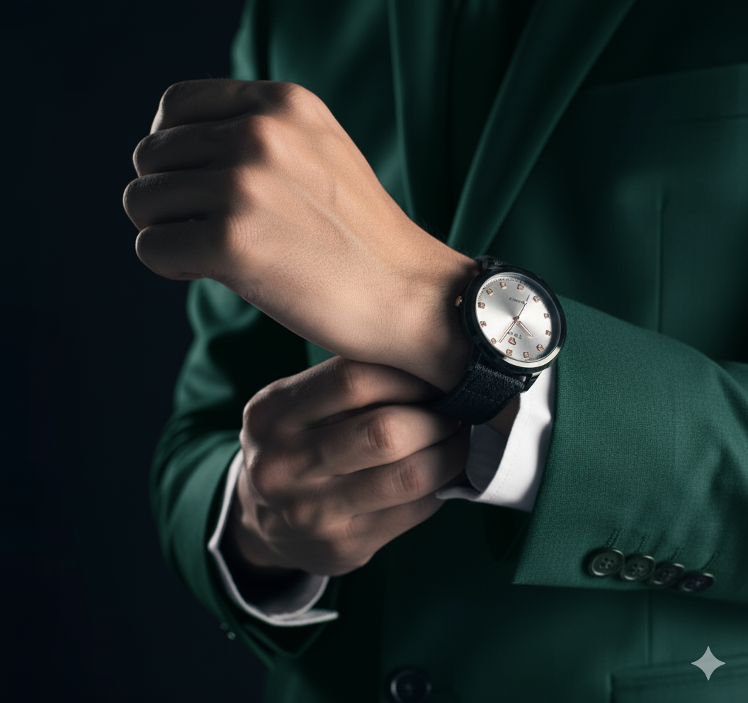 Tomi Minimalist Quartz Watch | Black Case, Rose Gold Markers, and Black Canvas Strap