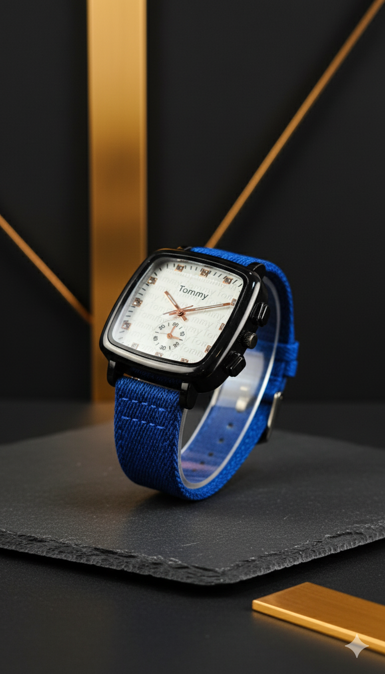 Zyorrex Electric Blue Statement Watch | Modern Cushion Case Women's Quartz Timepiece